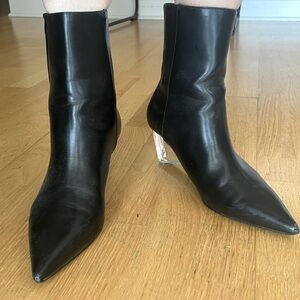 Zara Trafaluc Black Boot with Lucite Heel Size 8